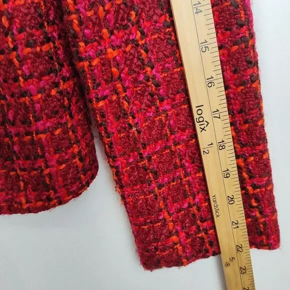 Talbots Petites Tweed Blazer Women's 6P Red/Orange Double-Breasted Wool Blend - Picture 6 of 9